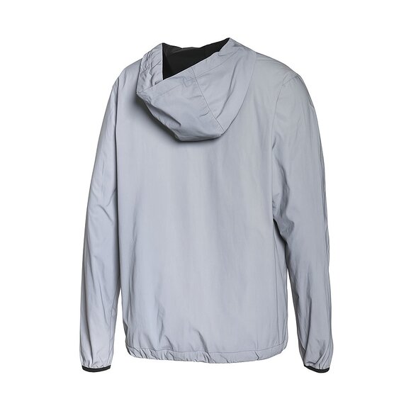 Forever 21 Men’s Reflective Hooded Windbreaker Jacket M Silver Gray Pullover Zip - Picture 3 of 8